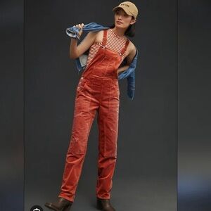 Pilcro the wanderer orange corduroy overalls